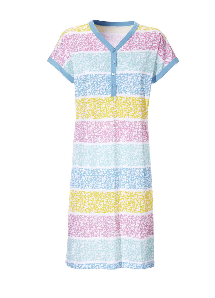 Nachthemd met korte mouwen en knoopsluiting 