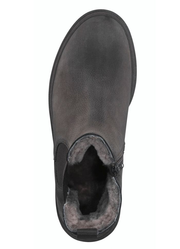 Trendy enkellaarsjes met behaaglijke voering van lamsleer 