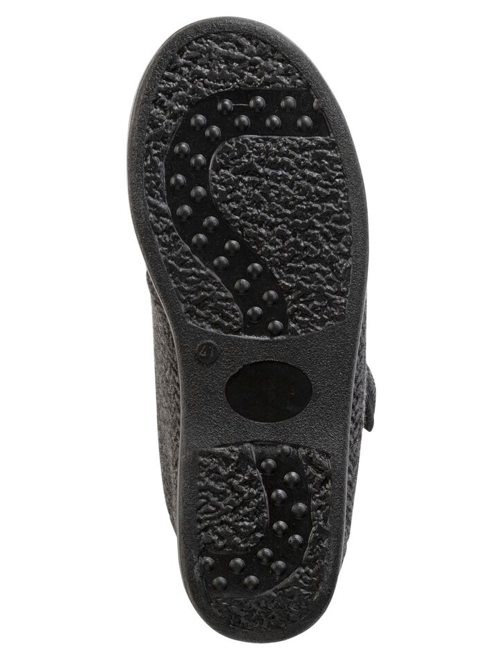 Enkellaarsjes van textiel met een subtiel visgraatpatroon ANTRACIET