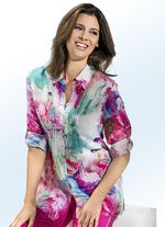 Lange blouse met felgekleurde inkjetprint 