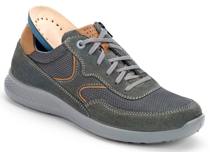 GINO GALANTE, sportieve heren veterschoen, breedte K, met uitneembaar voetbed STEENGRIJS