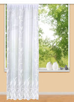 Lang gordijn met natuurlijke bladmotief 