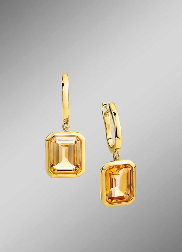 Moderne oorbellen met echte citrien 