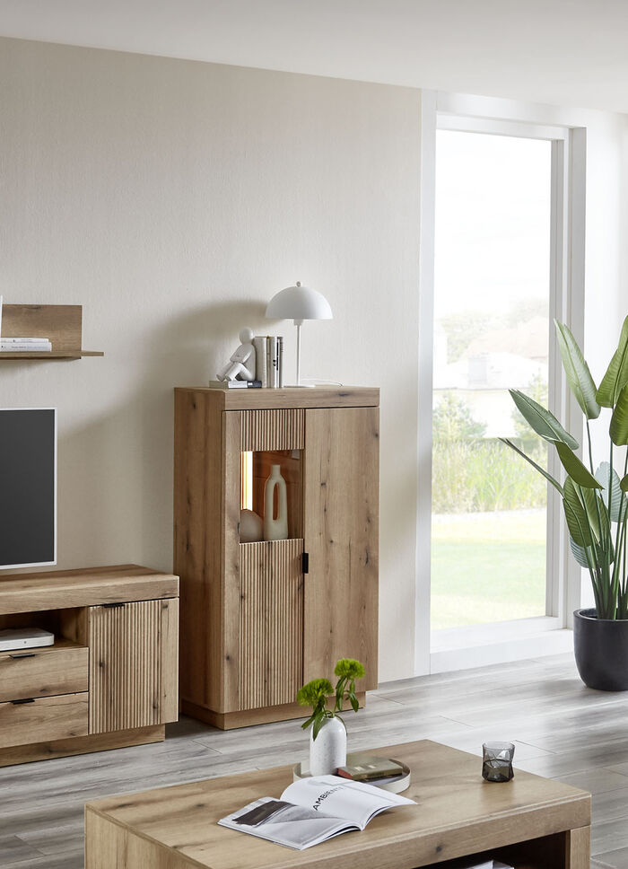 Vitrinekast, 2 deuren, met LED-verlichting en softclose 