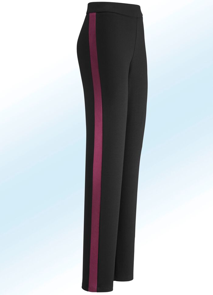 Broek in trendy materiaalmix 