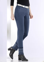 Broek met uitgebreide borduursels in etnische stijl BLAUW