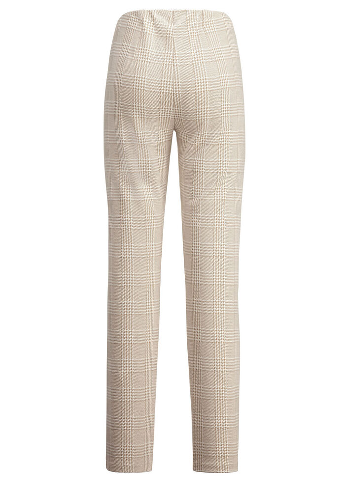 Broek met glencheck-design CAMEL-ECRU