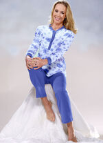 Twee-pack pyjama's met manchetten en knoopsluiting GROEN/BLAUW