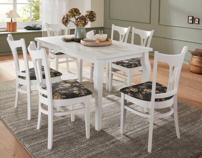 Massief beukenhouten stoelen WIT-GRIJS