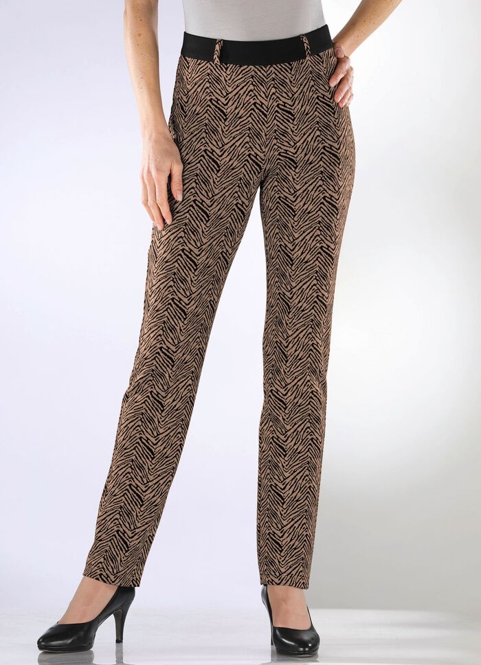 Broek met trendy dierenhuiddessin 