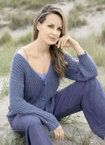 Cardigan met paillettengaren JEANS BLAUW MELANGE
