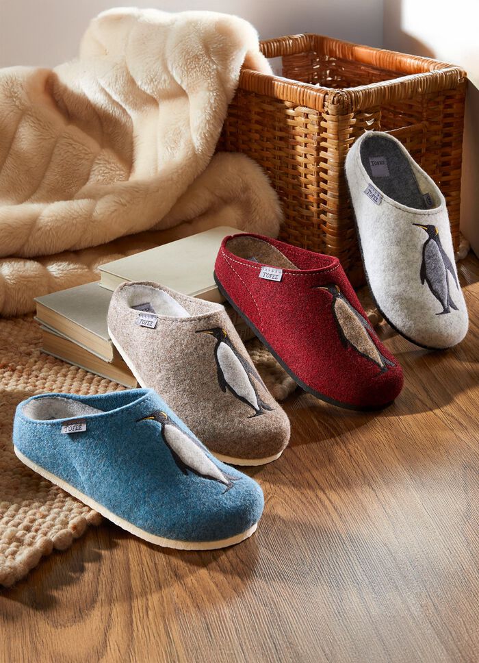 Pantoffel van wolvilt BORDEAUX