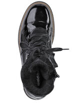 Waldl&auml;ufer enkellaarzen met veters en een gezellige kraag van lamsleer ZWART