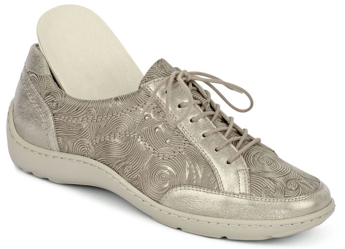 Waldläufer, elegante dames veterschoenen, breedte H, met uitneembaar voetbed TAUPE
