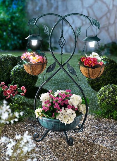 Plantenstandaard met verlichting op zonne-energie 