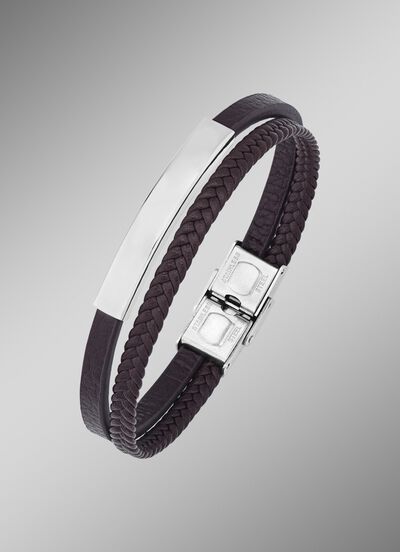 Moderne leren armband met roestvrij staal 