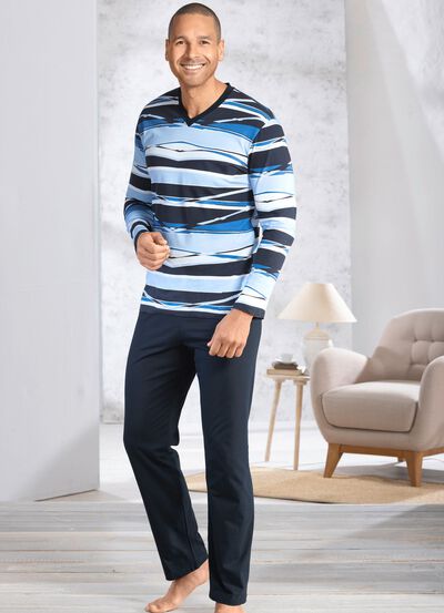 V-hals pyjama met open manchetten 