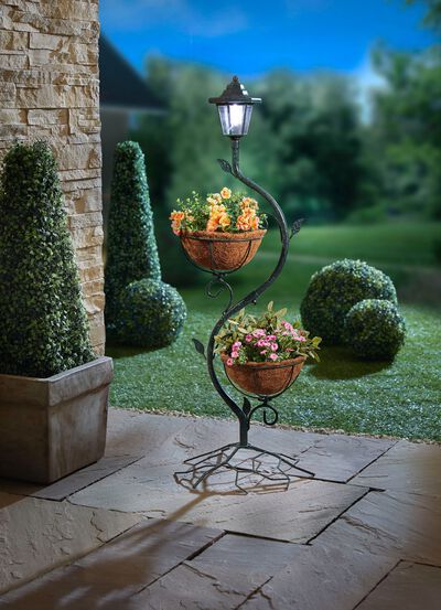 Plantenstandaard met solarverlichting 