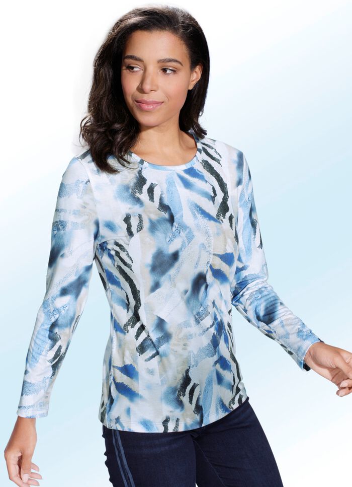 Shirt met all-over print BLAUW-MULTICOLOR