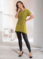 Lang shirt met verlaagde schouders PISTACHE