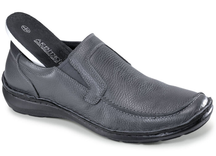 Slippers van generfd nappaleer GRIJS