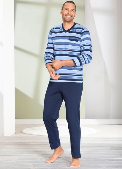 Voordeelverpakking: Set van pyjama en korte broek met V-hals 