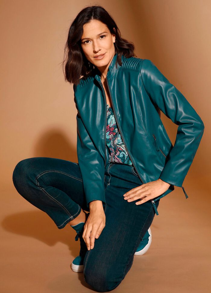 Kunstleren blazer met bies 