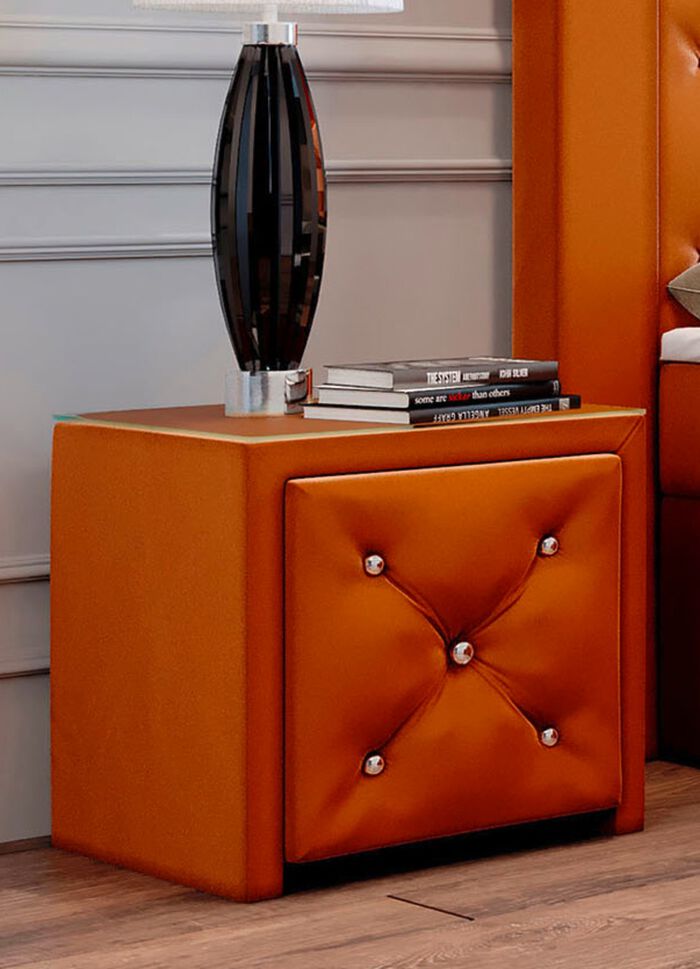 Nachtkastje met lade en glazen blad AARDE