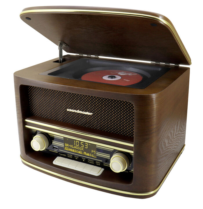 "soundmaster" nostalgisch stereosysteem in echt houten behuizing