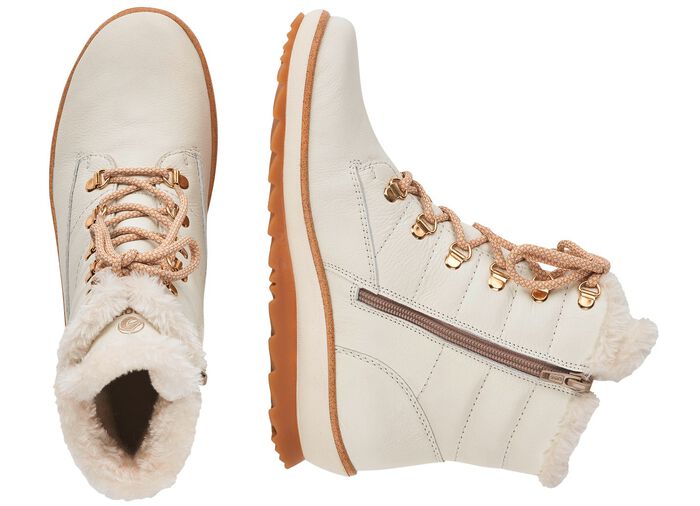 Remonte, gevoerde dames enkellaarsjes, winterschoenen, breedte G, met lamswol NATUURWIT