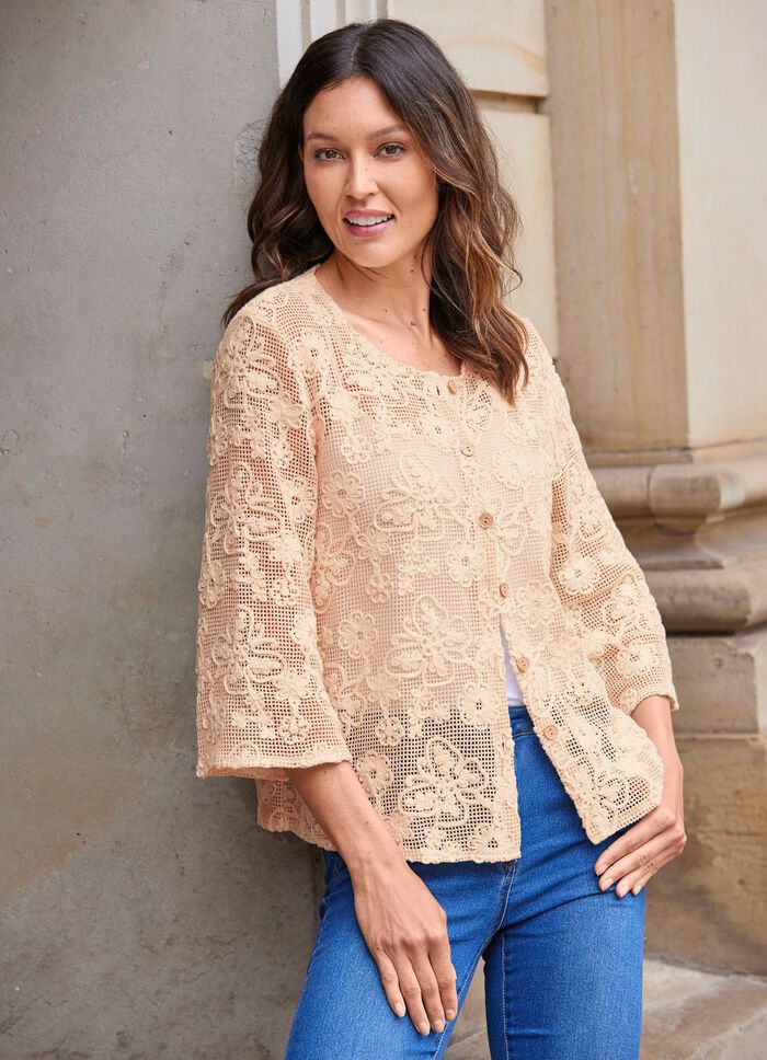 Cardigan met bloemen en vlinders 