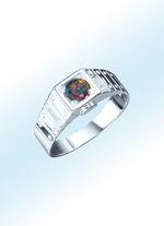 Massieve damesring met echte mystieke topaas 