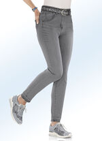 Enkellange jeans met modieuze gekleurde zomen GRIJS