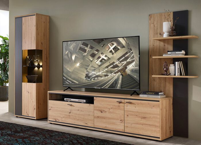 Wandmeubel met LED-verlichting ARTISAN EIKEN-GRAFIET