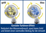 Aquadon EcoTornado douchekop met ingenieus turbine-effect BLAU