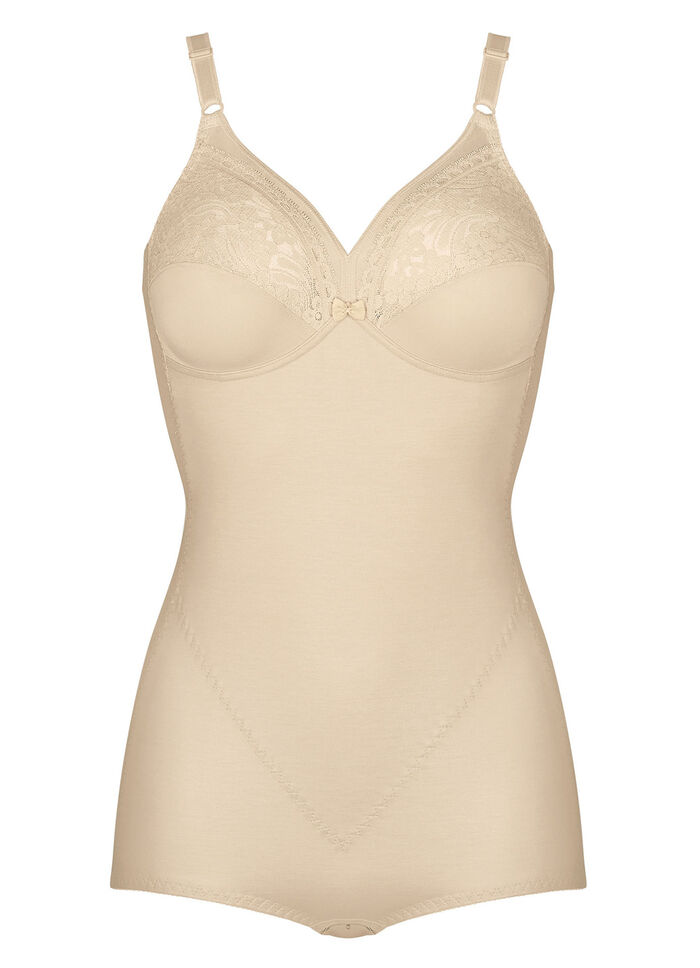 Triumph broekcorselet met katoenen kant in de bovencups POEDER