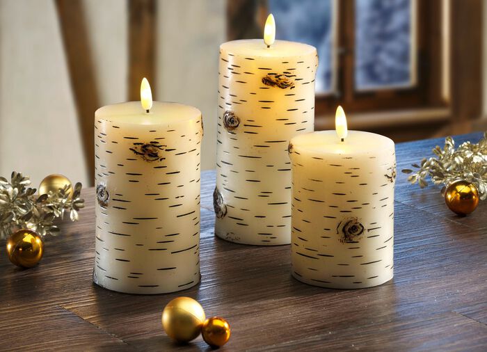 Echte waskaarsen op batterijen, set van 3 