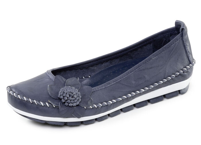 Gemini, chique damesballerina&#39;s, breedte G, met uitneembaar voetbed MARINE