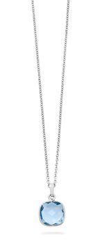 Mooie aanhanger met beh. Blauwe topaas en ankerketting 