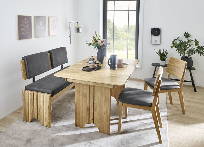 Bankstel met frame van massief, geolied eikenhout EICHE-DUNKELGRAU
