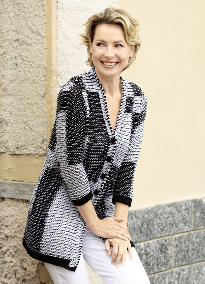 Vest met structuurpatroon ZWART-ECRU