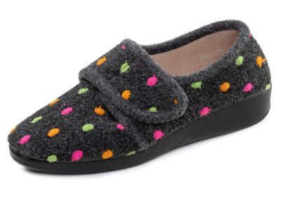 Laurina, klassieke damespantoffels, met klittenbandsluiting 