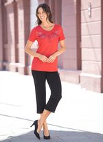 Shirt met decoratieve plaatdecoratie in 2 kleuren ROOD