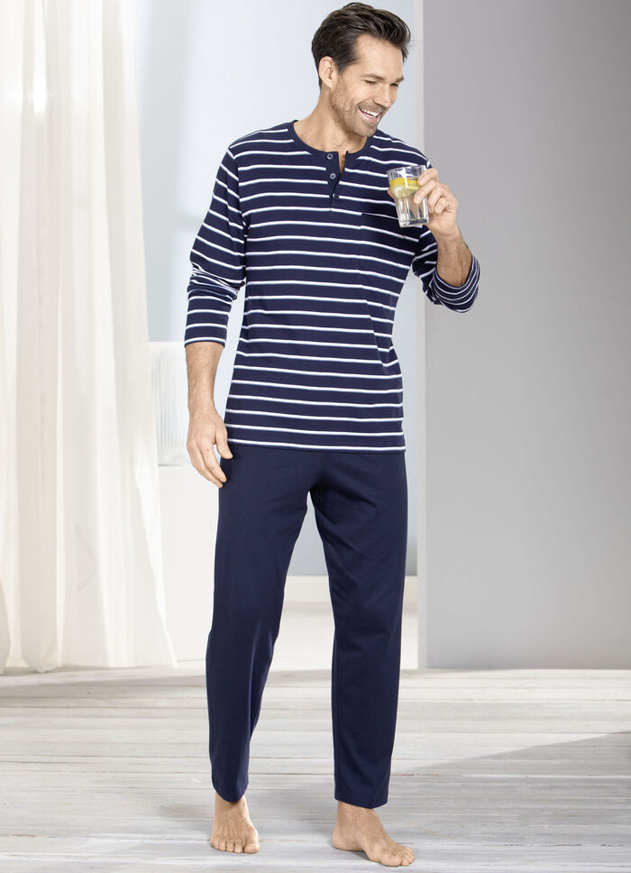 Two-pack pyjama met knoopsluiting en open manchetten 