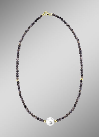 Ketting met parelglans en edelsteenglans 
