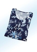 Lang shirt met subtiele plooi in 4 kleuren MARINE-ECRU