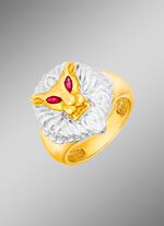 Herenring leeuwenkop met echte robijn 
