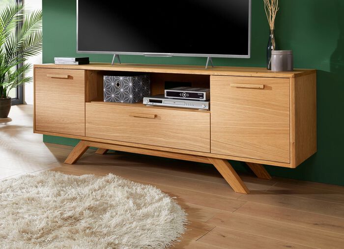 TV longboard met massief houten poten en houten handvatten 