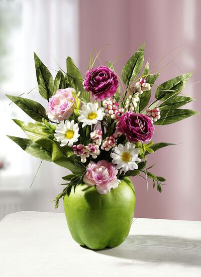 Ranonkel bloemstuk in appelpot 