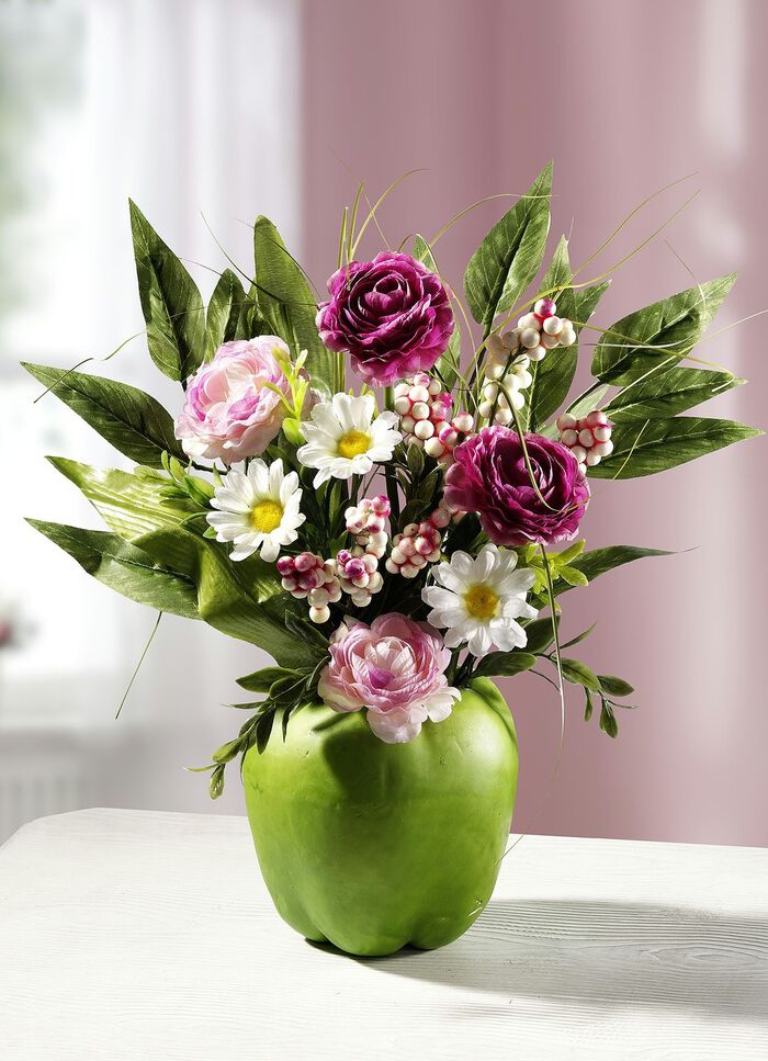 Ranonkel bloemstuk in appelpot 